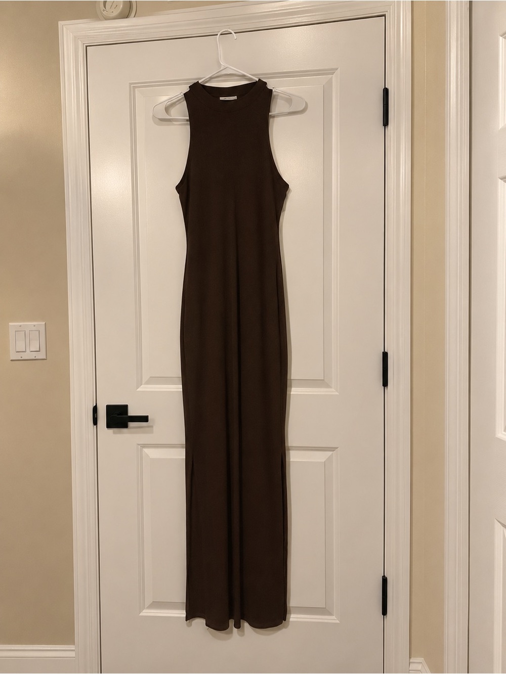 Sleeveless Brown Maxi Dress